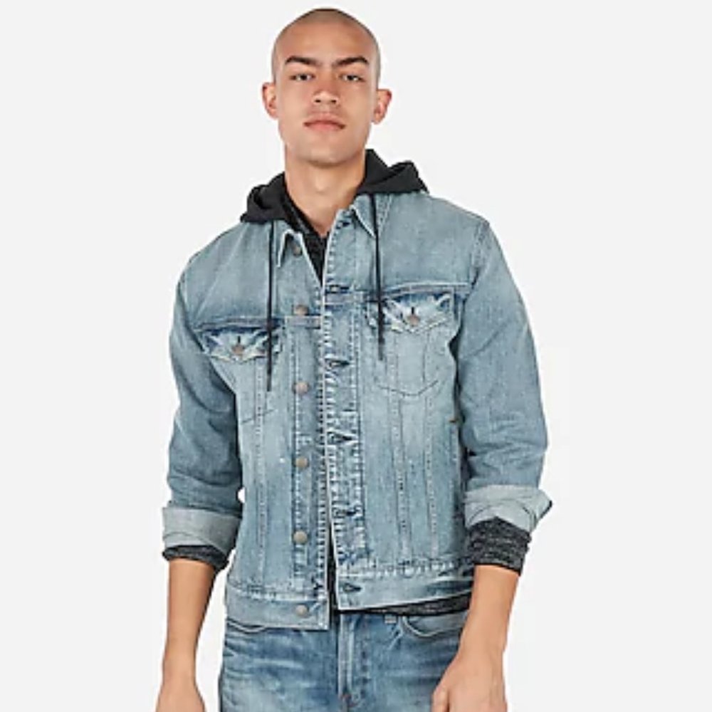 Express Hooded Stretch Denim Jacket